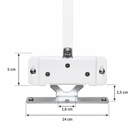 Dimensions du verrou automatique de volet roulant Sûreté 2000 avec schéma de fixation