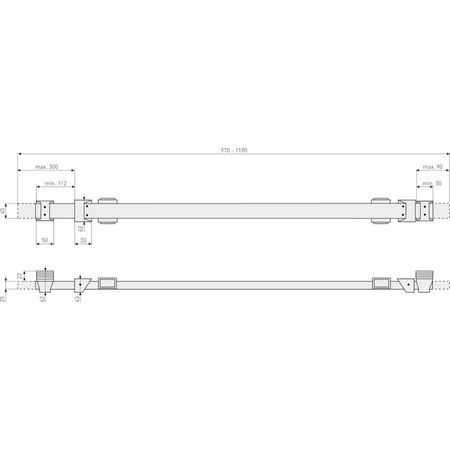 Barre de sécurité porte PR1400 dimensions