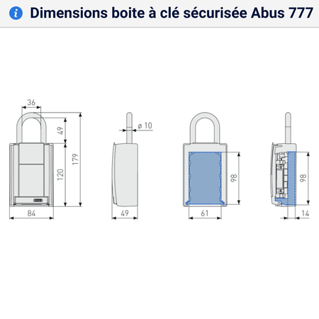 Boite à clés Abus 777 dimensions