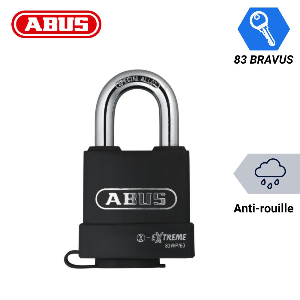 Cadenas ABUS 83WP/63 haute sécurité avec protection anti-rouille