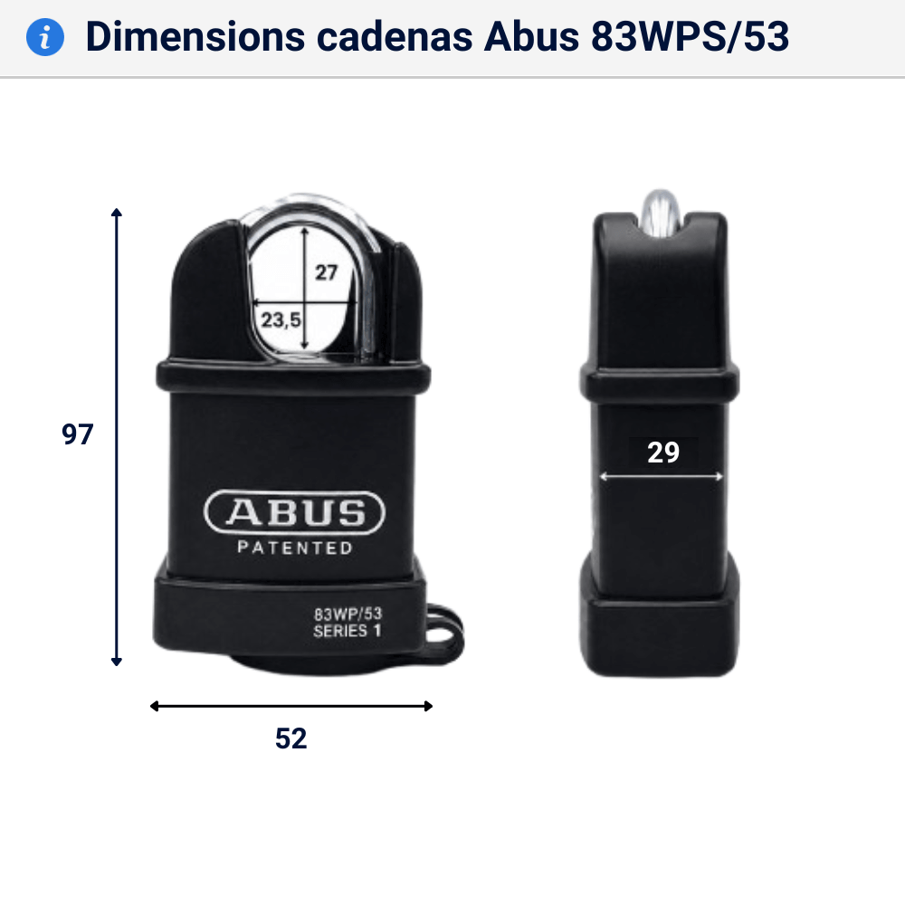 cadenas Abus 83WPCS dimensions face profil