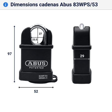 cadenas Abus 83WPCS dimensions face profil