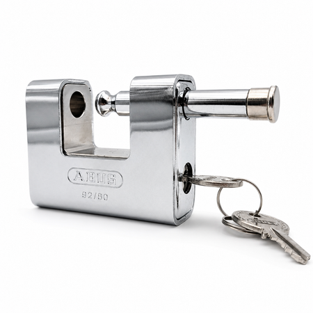 Cadenas ABUS 92/80 anse large avec clés sur fond blanc