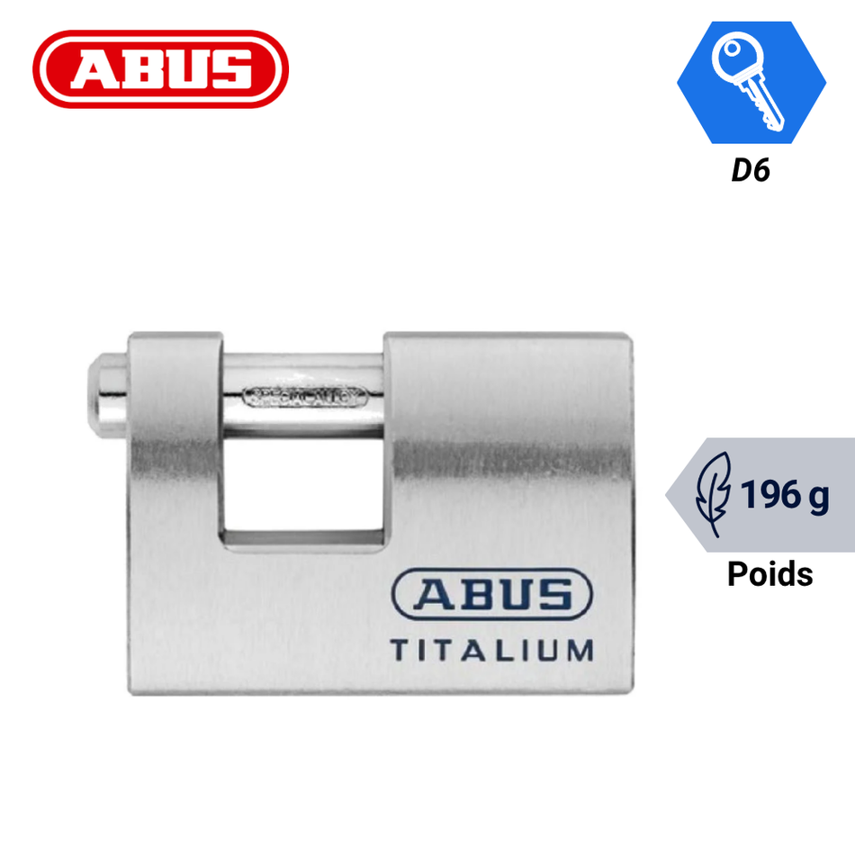 Cadenas monobloc ABUS 98TI Titalium léger avec clé D6 et poids 196 g