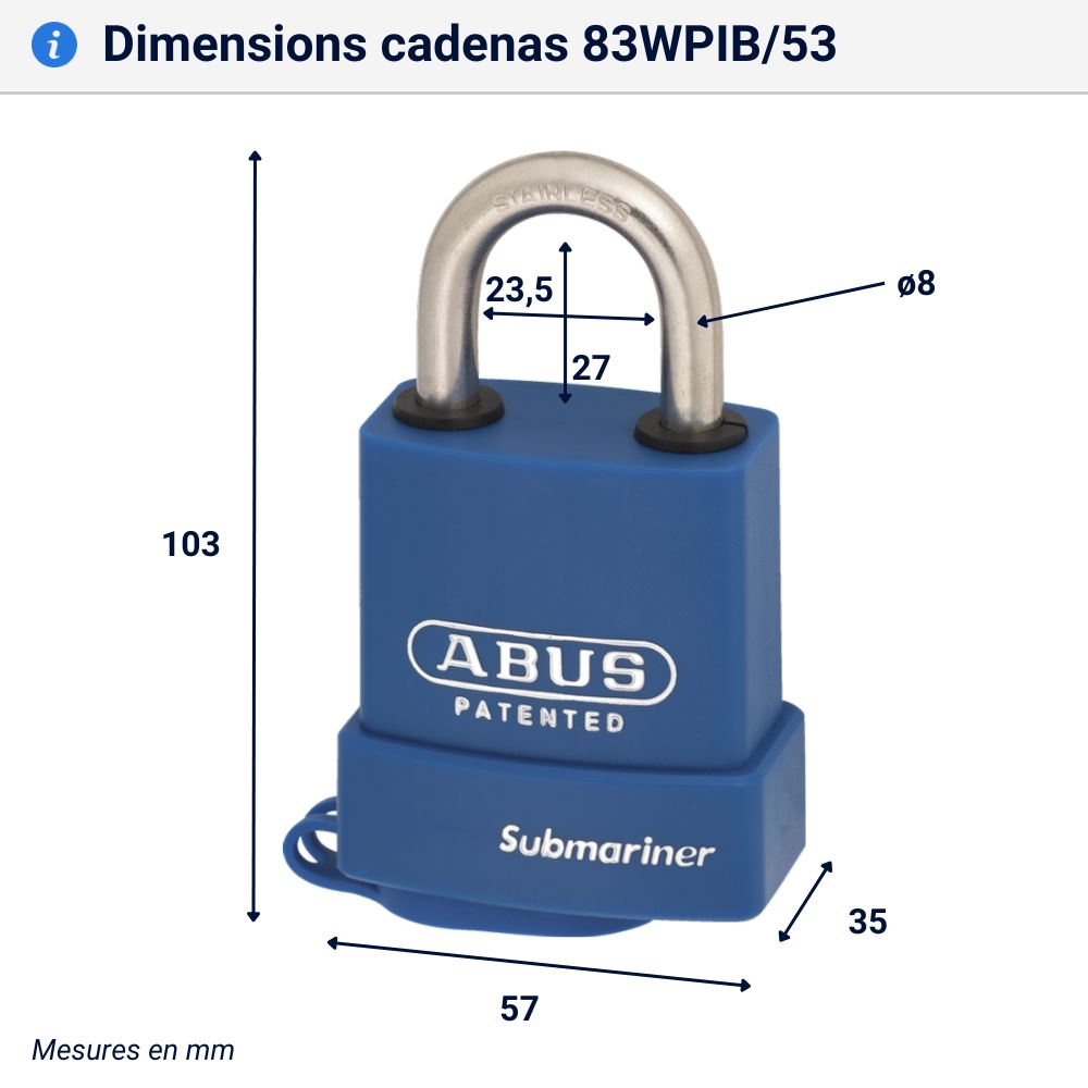 Cadenas anticorrosion Abus 83 dimensions
