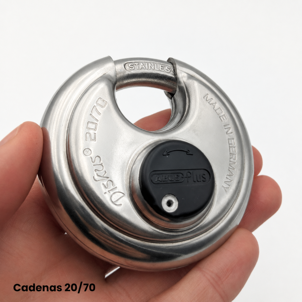 Cadenas ABUS Diskus 20/70 en acier inoxydable avec cylindre ABUS Plus