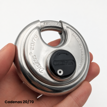 Cadenas ABUS Diskus 20/70 en acier inoxydable avec cylindre ABUS Plus