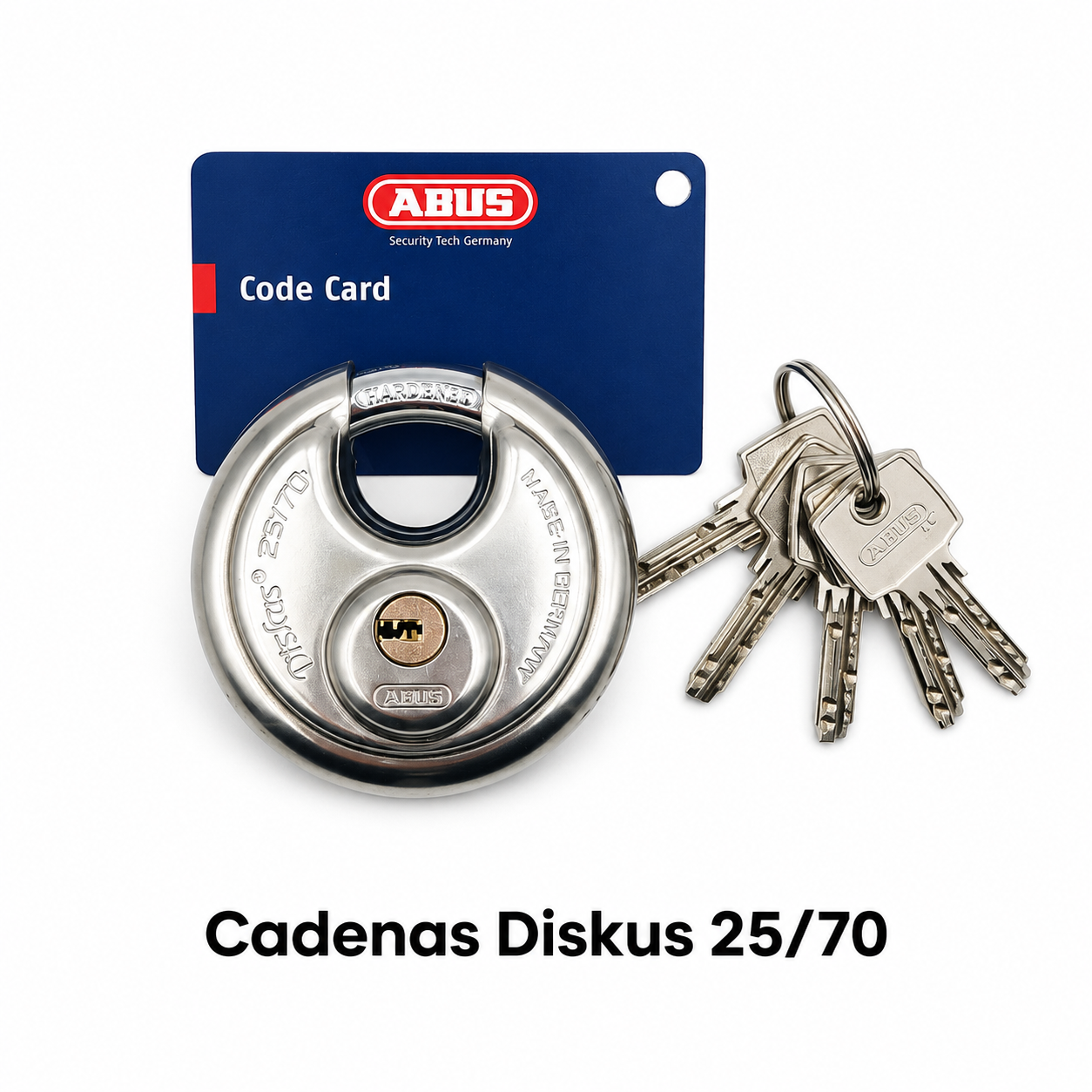 Cadenas ABUS Diskus 25/70 avec carte de propriété et clés haute sécurité