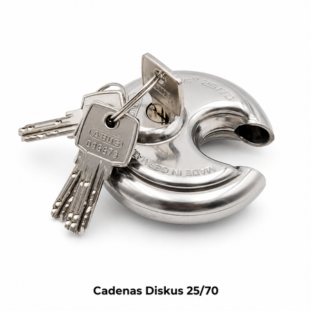 Cadenas ABUS Diskus 25/70 ouvert avec trousseau de clés