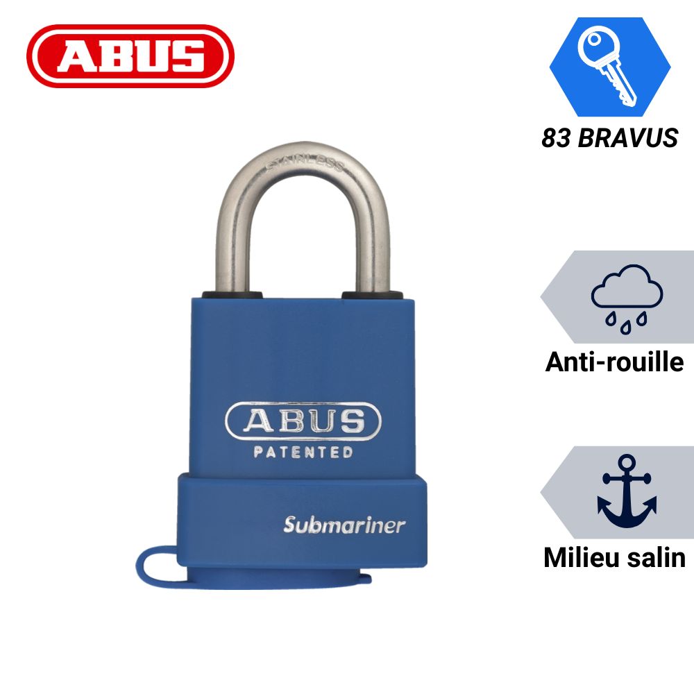 Cadenas extérieur Abus 83 compatible cylindre Bravus et la gamme 83