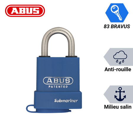 Cadenas extérieur Abus 83 compatible cylindre Bravus et la gamme 83