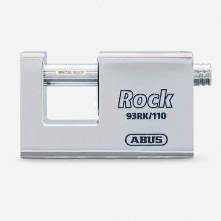 Cadenas monobloc ABUS 93RK en acier trempé sur fond blanc