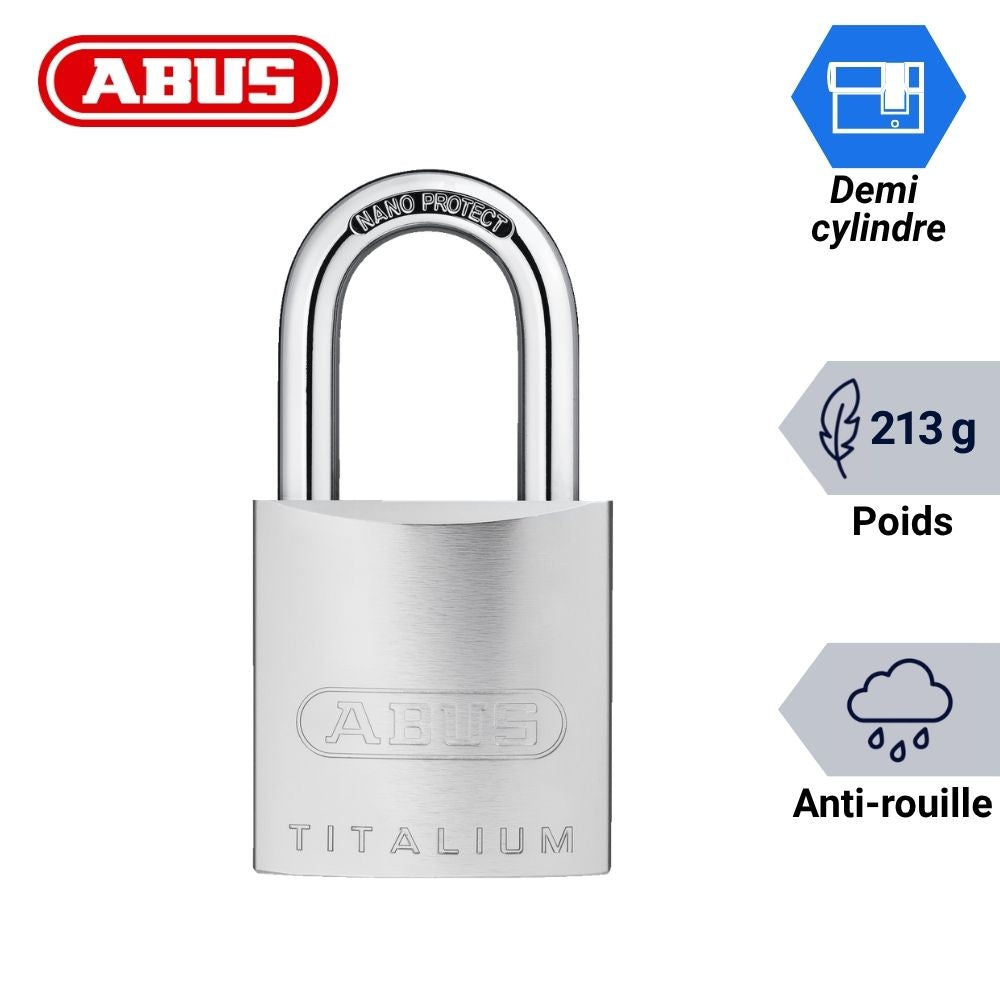 Cadenas pour demi cylindre Abus Titalium 86TI