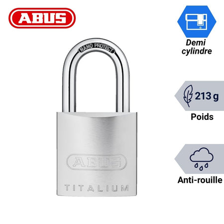 Cadenas pour demi cylindre Abus Titalium 86TI