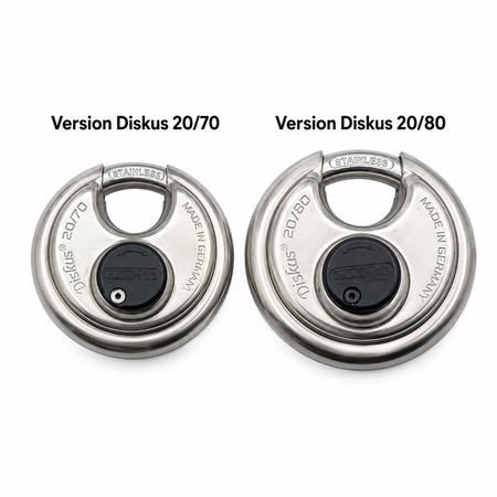 Comparaison des cadenas ABUS Diskus 20/70 et 20/80 en acier inoxydable