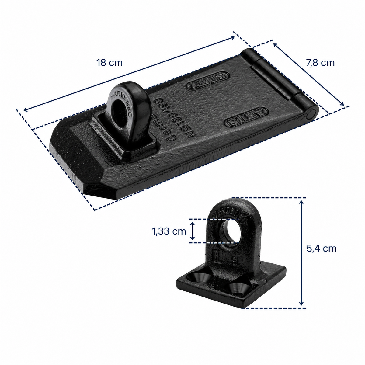 Dimensions détaillées du porte-cadenas ABUS Granit