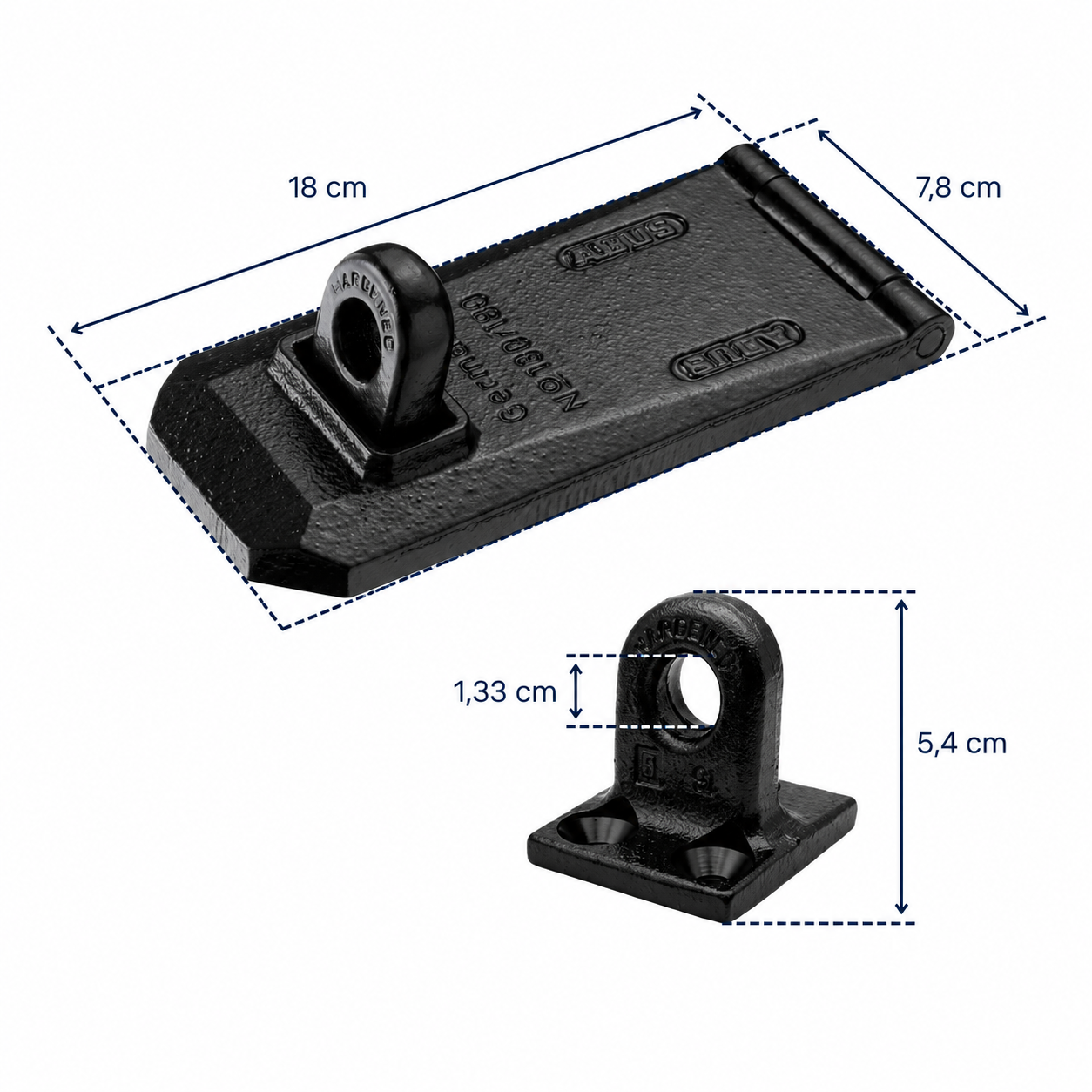 Dimensions détaillées du porte-cadenas ABUS Granit