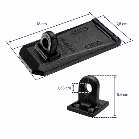 Dimensions détaillées du porte-cadenas ABUS Granit