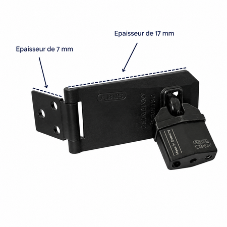 Épaisseur du porte-cadenas ABUS Granit et dimensions techniques