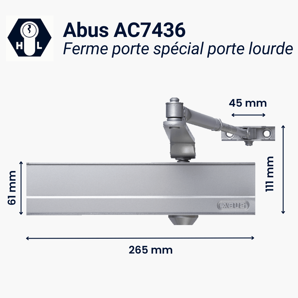 Ferme porte pour porte lourde Abus AC7436 dimensions