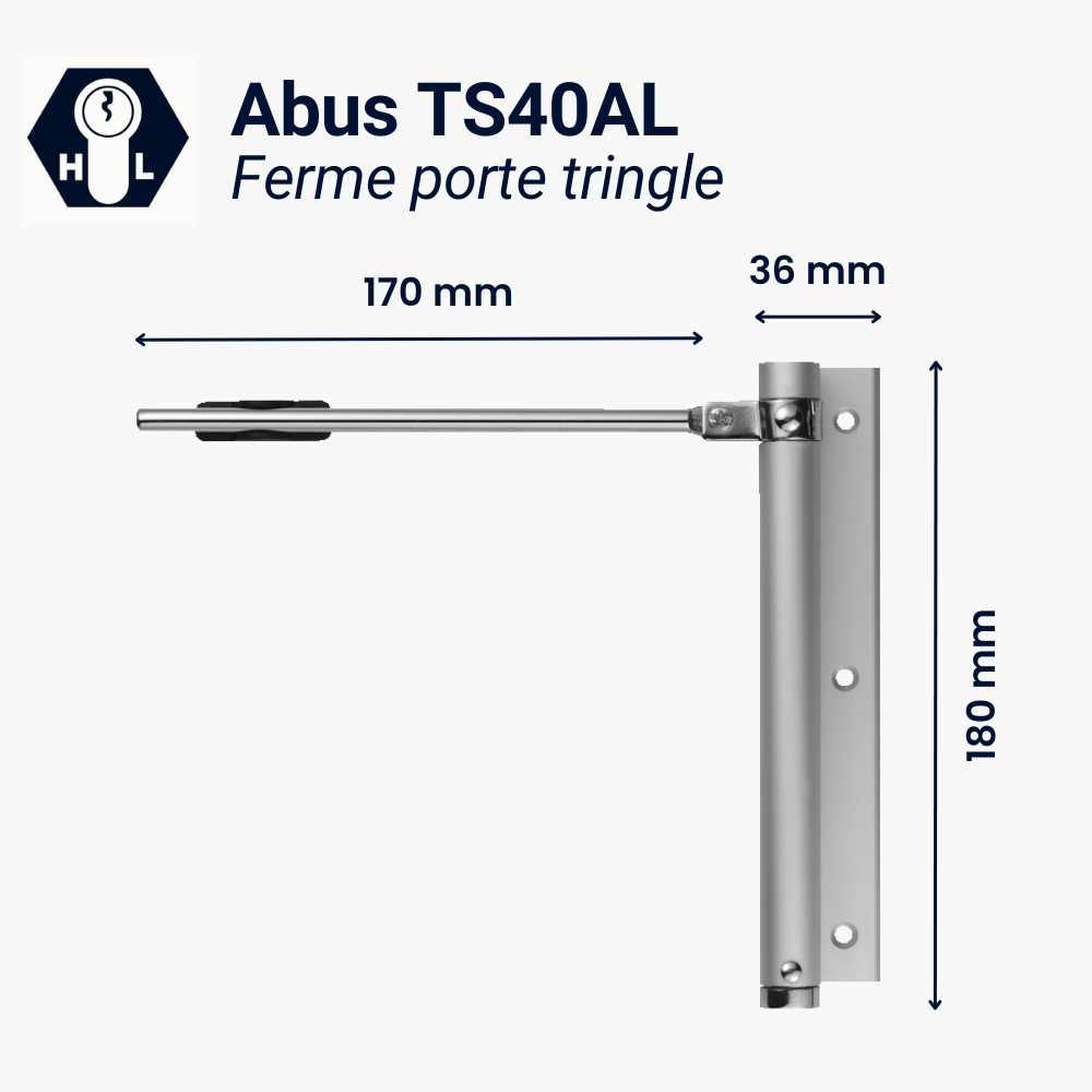 Ferme porte à tringle abus ts40al dimensions