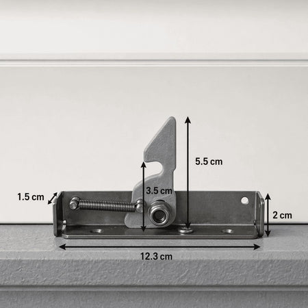 Dimensions du verrou de volet roulant Preciblock avec mesures de pose