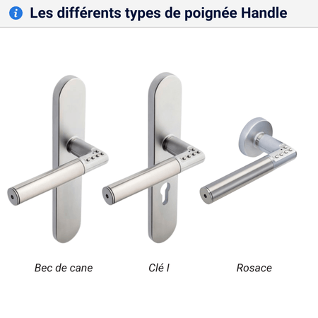 Poignée à code différents types