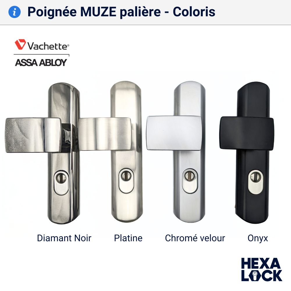 Poignée de porte blindée MUZE palière coloris