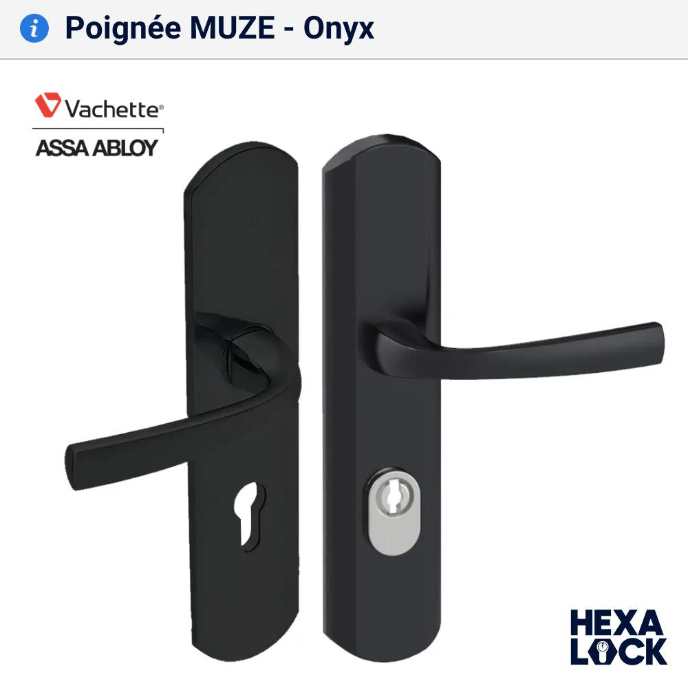 Poignée de porte blindée MUZE double bequille onyx