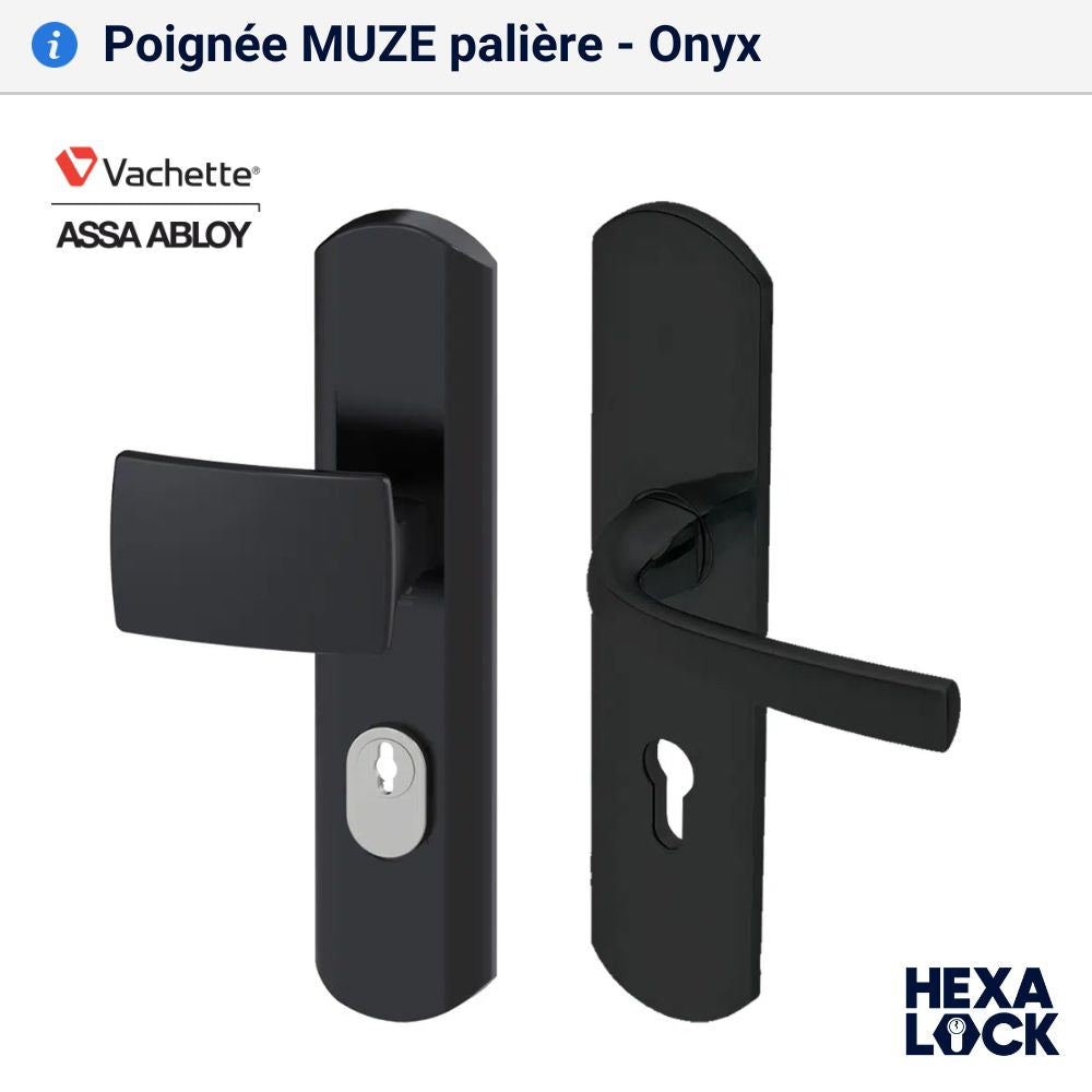 Poignée de porte blindée MUZE palière Onyx