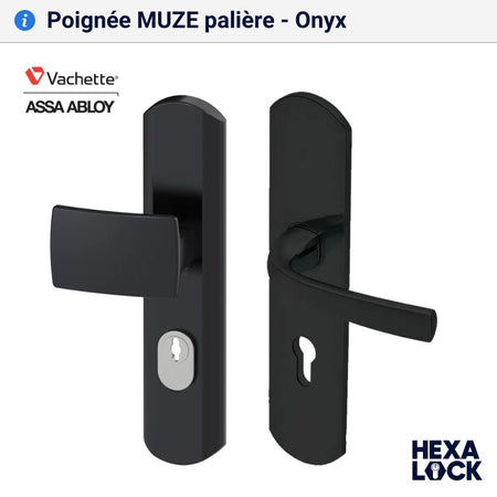 Poignée de porte blindée MUZE palière Onyx
