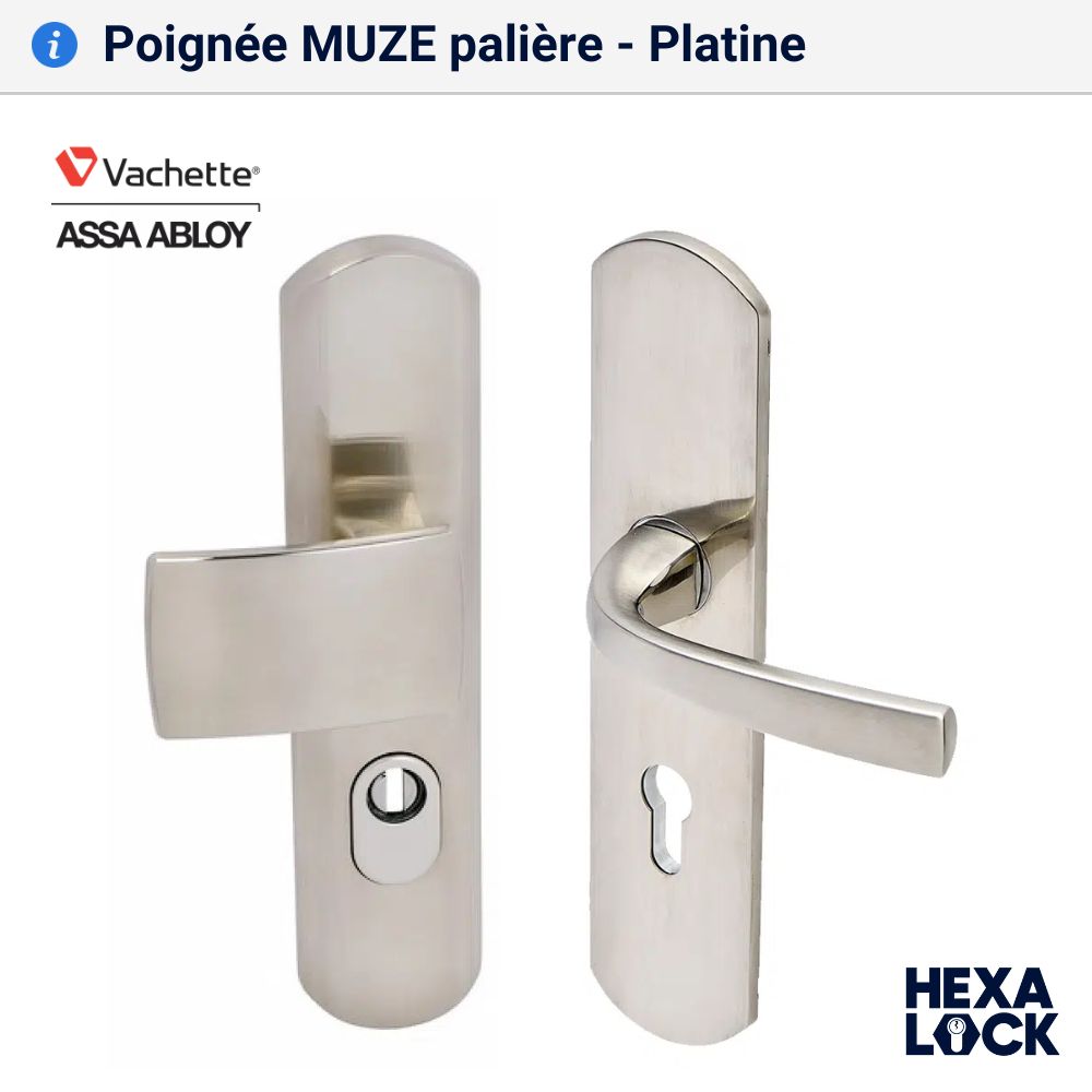Poignée de porte blindée MUZE palière Platine