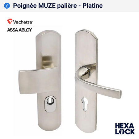 Poignée de porte blindée MUZE palière Platine