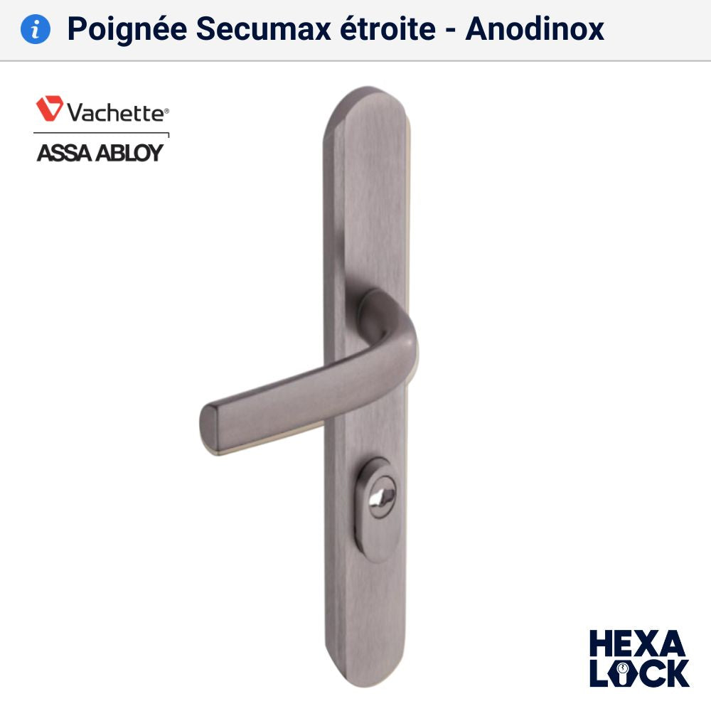 Poignée de porte blindée Secumax etroite anodinox