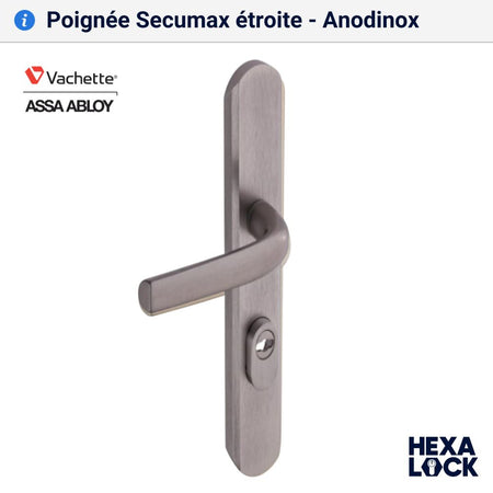 Poignée de porte blindée Secumax etroite anodinox