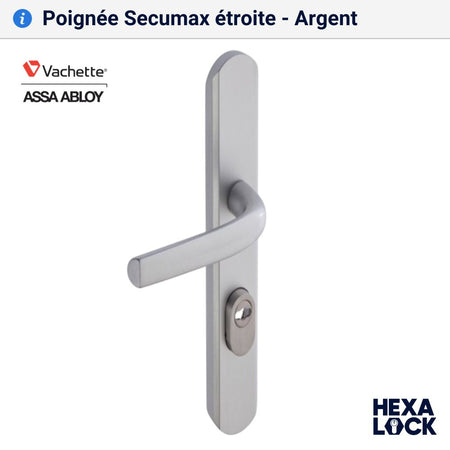 Poignée de porte blindée Secumax etroite argent