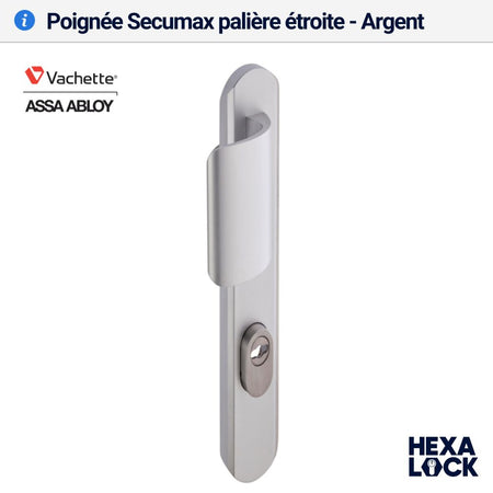 Poignée de porte palière blindée Secumax étroite Argent