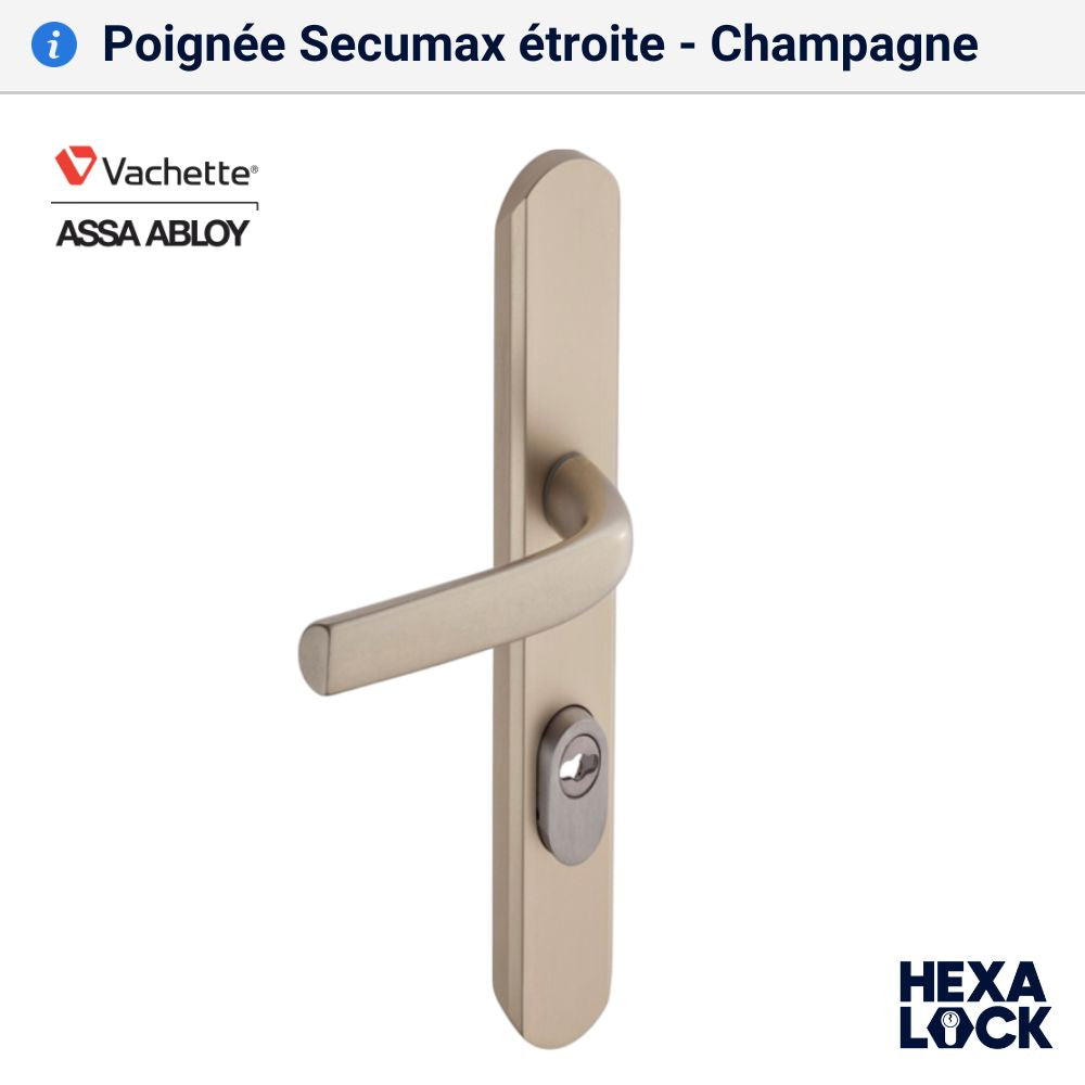 Poignée de porte blindée Secumax etroite champagne