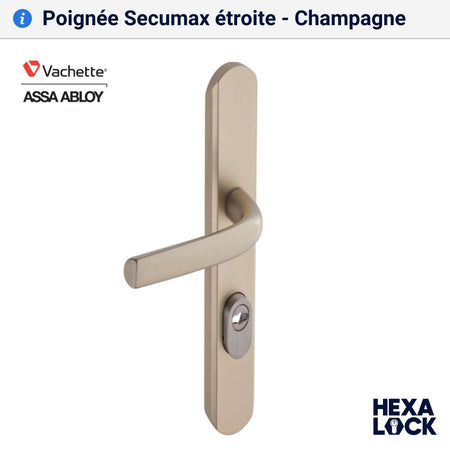 Poignée de porte blindée Secumax etroite champagne