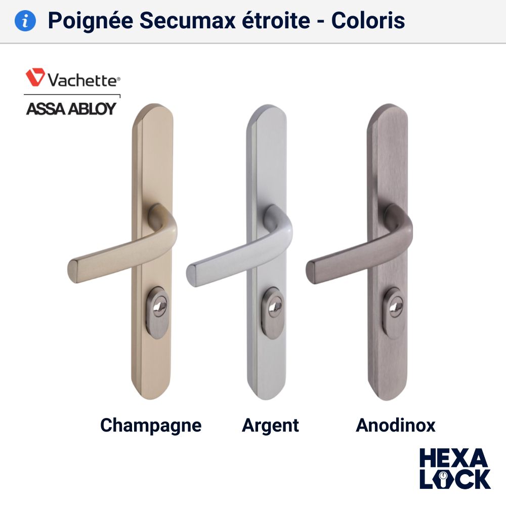 Poignée de porte blindée Secumax etroite coloris
