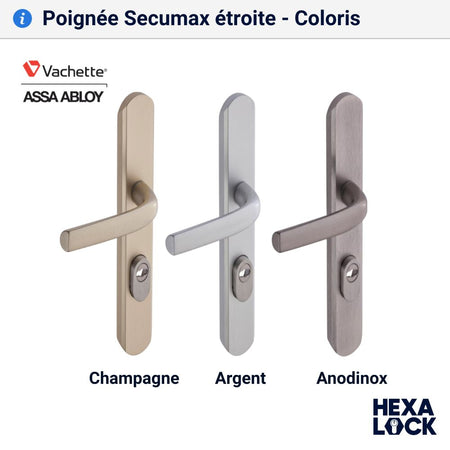 Poignée de porte blindée Secumax etroite coloris
