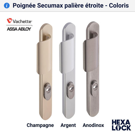 Poignée de porte palière blindée Secumax étroite coloris