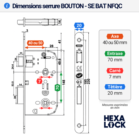 serrure a encastrée à bouton pour salle de bain, WC 