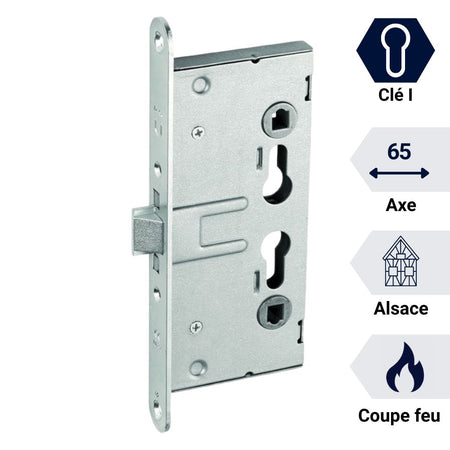 Serrure à encastrer à cylindre type alsace Abus EFS conforme norme et coupe feu