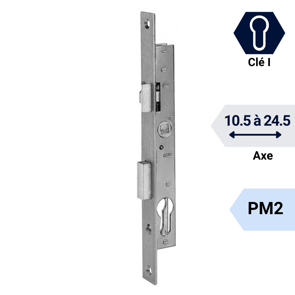 SE PM2 serrure à encastrer pour porte avec cle i  axe 10.5 à 24.5