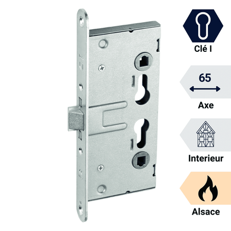 serrure a encastrer type alsace. ABus efs axe 65. Conforme norme technique et coupe-feu.