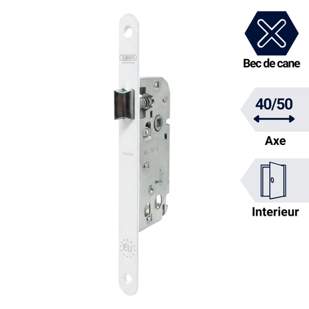 Serrure encastrable bec de cane pictogramme, axe 40 et 50. Pour porte intérieur.