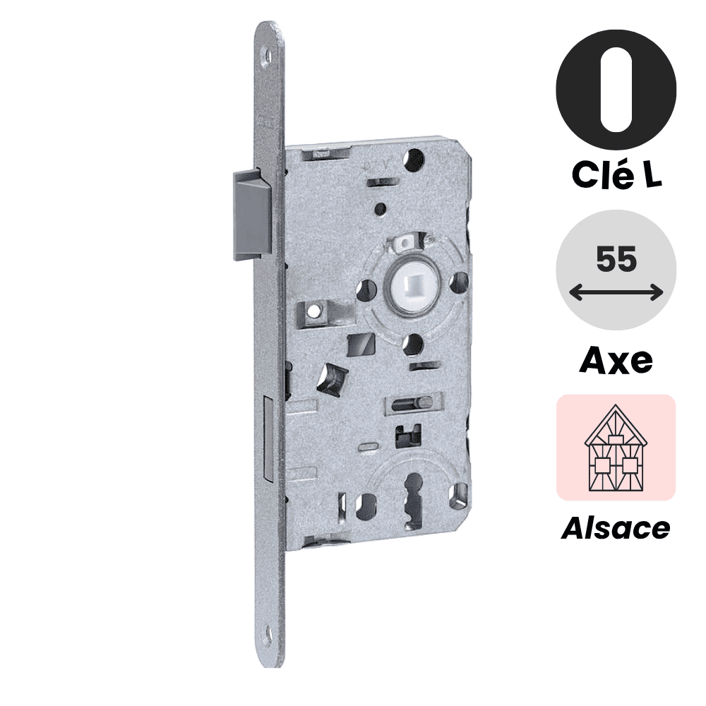 serrure alsace a encatsrer univer bb axe 55. Clé L à panneton. Gris argent.
