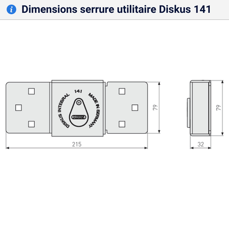 Serrure antivol utilitaire 141 dimensions