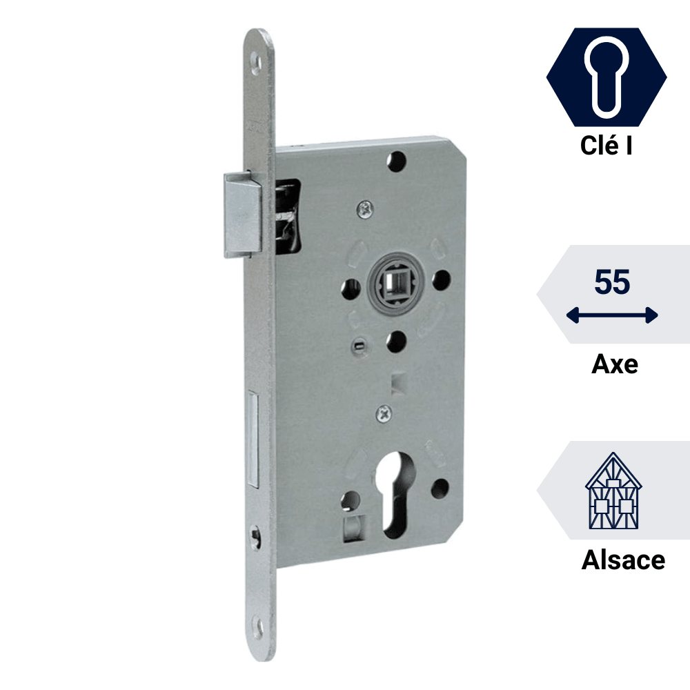 serrure encastrable alsace . ESK PZ2. Gris argent. 